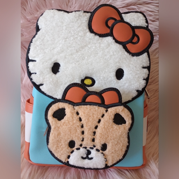 Hello Kitty & Tiny Chum Bear Sherpa Mini Backpack - Picture 2 of 6